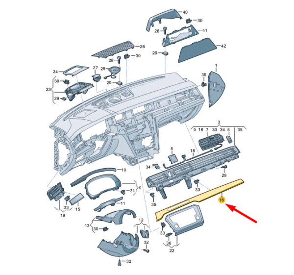 3G1853300ENF5 - NEW VW PASSAT B8 INSTRUMENT PANEL RIGHT MOULDING TRIM LHD 3G1853300ENF5 ORIGINAL