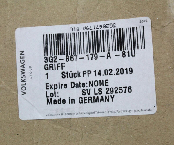 3G2867179A4CR - Volkswagen Arteon 3H7 door handle front left RHD 3G2867179A4CR NEW ORIGINAL