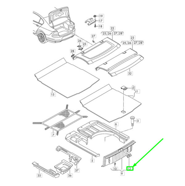 3G5827563 - NEW VW PASSAT B8 3G LUGGAGE COMPARTMENT FLAP LOCK COVER CAP 3G5827563