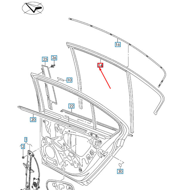 3G5839432AK5AP - NEW VOLKSWAGEN PASSAT B8 REAR RIGHT DOOR WINDOW GUIDE 3G5839432AK5AP
