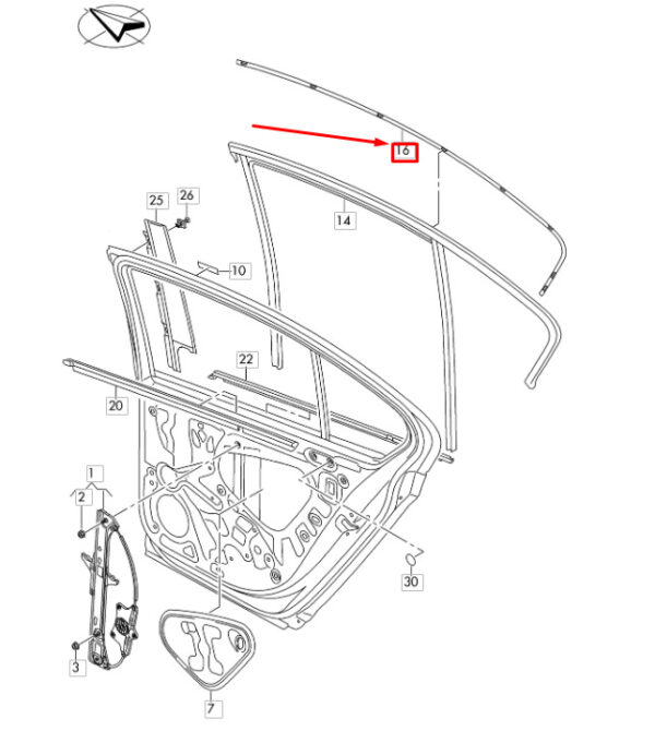 3G5839644J7Z7 - NEW VW PASSAT B8 REAR RIGHT DOOR WINDOW UPPER COVER TRIM 3G5839644J7Z7 OEM