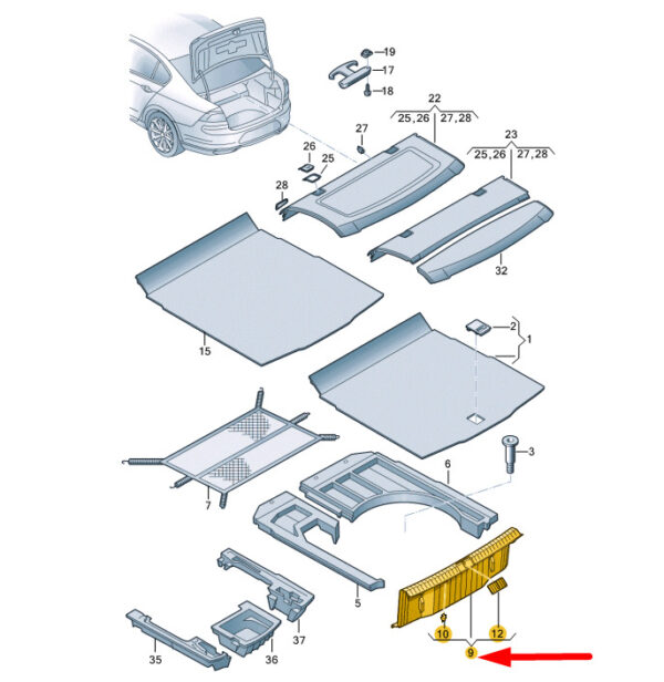 3G5863459B82V - NEW VW PASSAT B8 TRUNK LOCK CARRIER COVER TRIM 3G5863459B82V ORIGINAL