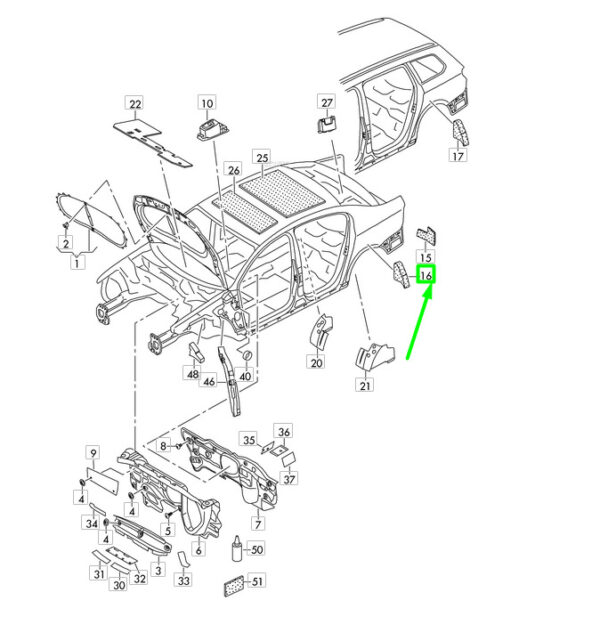 3G5864712B - VW PASSAT B8 3G BEHIND RIGHT RIGHT INSTRUCTION CASE - SOUND INSULATION 3G5864712B