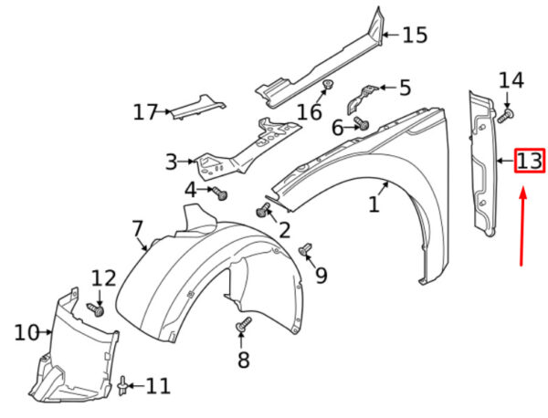 3G8821111C - NEW VOLKSWAGEN ARTEON 3H7 FRONT LEFT FENDER END PLATE 3G8821111C