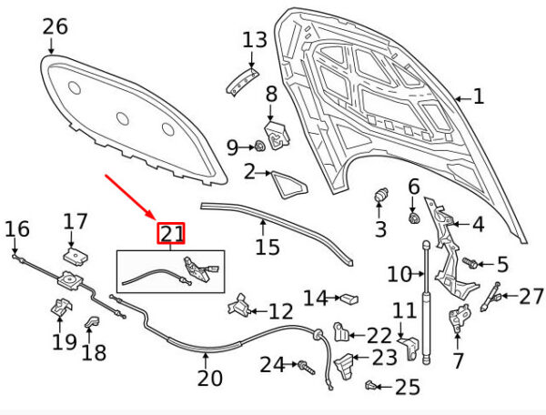 3G8823508C - NEW VOLKSWAGEN ARTEON 3H7 RIGHT SIDE HOOD LOCK 3G8823508C