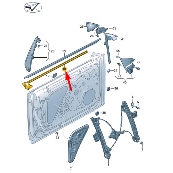 3G8837480G - NEW VW ARTEON 3H7 FRONT RIGHT DOOR WINDOW INNER APERTURE SEAL 3G8837480G