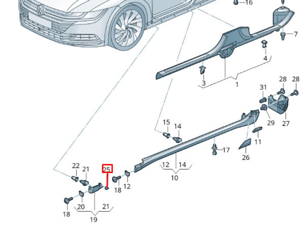 3G8854322AGRU - NEW VOLKSWAGEN ARTEON 3H7 FRONT RIGHT SILL STRIP TRIM 3G8854322AGRU
