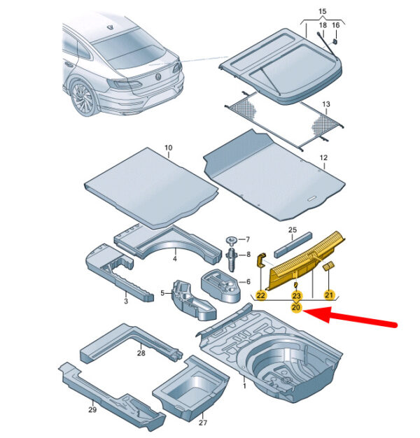 3G8863459C82V - NEW VOLKSWAGEN ARTEON 3H7 TRUNK LOCK CARRIER COVER TRIM 3G8863459C82V ORIGINAL