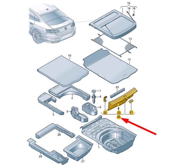 3G8863459D82V - NEW VOLKSWAGEN ARTEON 3H7 TRUNK LOCK CARRIER TRIM 3G8863459D82V ORIGINAL