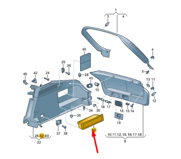 3G886746482V - NEW VW ARTEON 3H7 REAR LID TRUNK RIGHT LOWER REMOVABLE LID 3G886746482V ORIGINAL