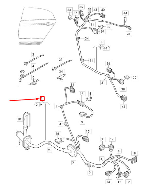 3G8971694J - NEW VOLKSWAGEN ARTEON 3H7 REAR RIGHT DOOR WIRING 3G8971694J