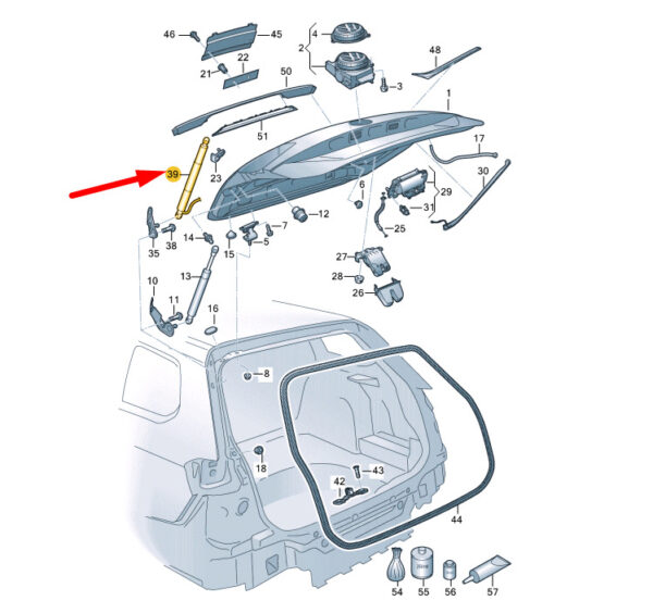 3G9827851E - VW PASSAT variant B8 gas pressure spring drive unit tailgate left 3G9827851E