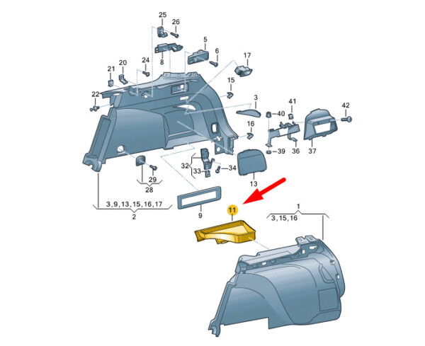 3G986886582V - NEW VW PASSAT VARIANT B8 LUGGAGE BATTERY LEFT COVER 3G986886582V ORIGINAL