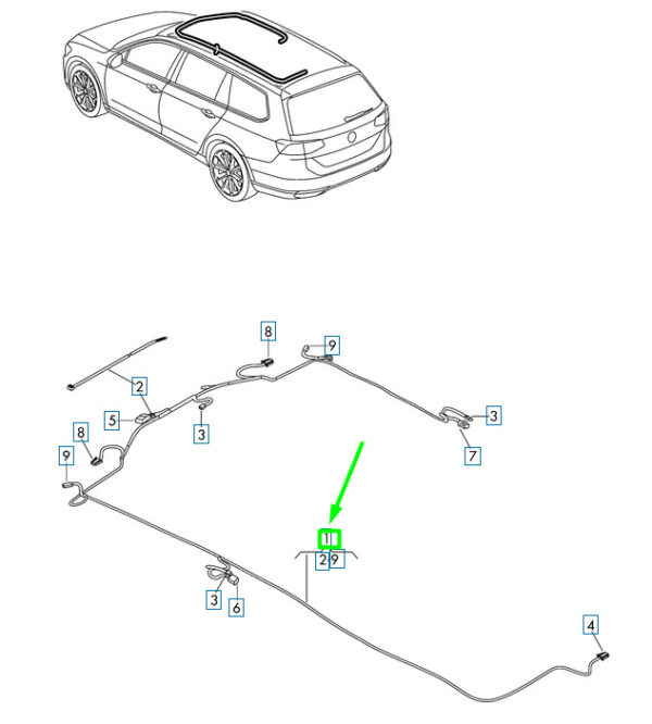 3G9971100BB - Volkswagen Passat B8 3G Roof Wiring Harness 3G9971100BB NEW GENUINE