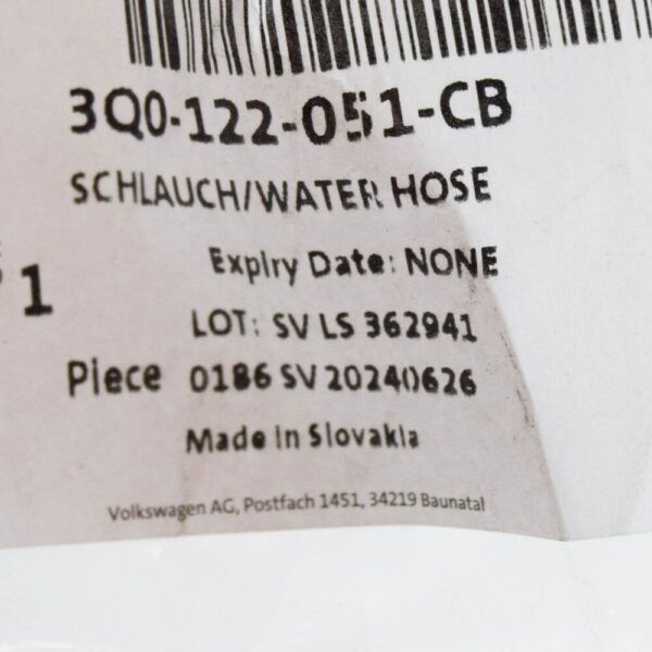 3Q0122051CB - VW GOLF CD MK8 COOLANT TROUSERS WITH QUICK RELEASE COUPLING 3Q0122051CB NEW GENUINE