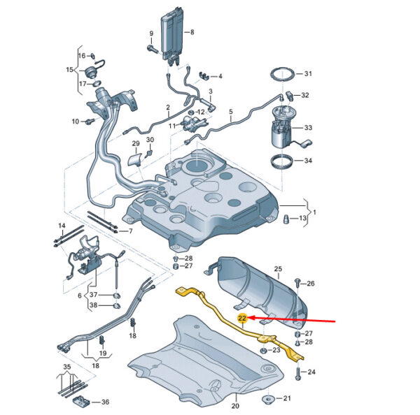 3Q0201259 - Volkswagen ARTEON 3H7 fuel tank cross carrier 3Q0201259 new original