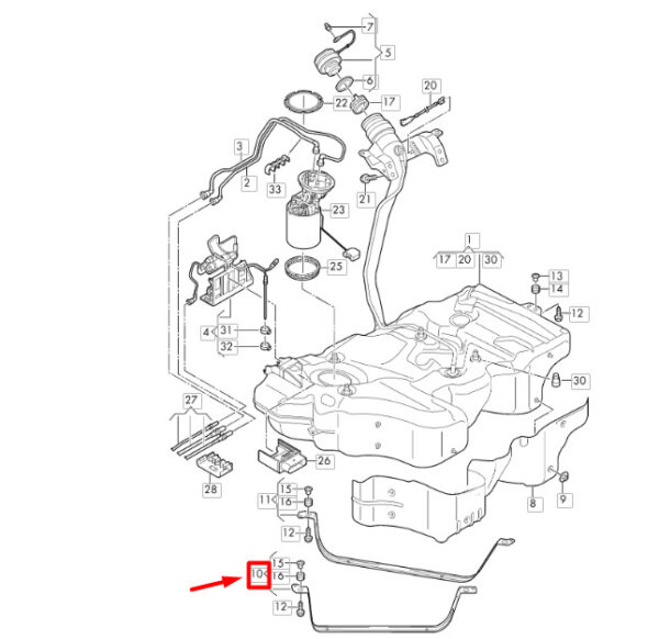 3Q0201653 - VOLKSWAGEN ARTEON 3H7 tensioning belt for fuel tank front 3Q0201653 NEW ORIGINAL