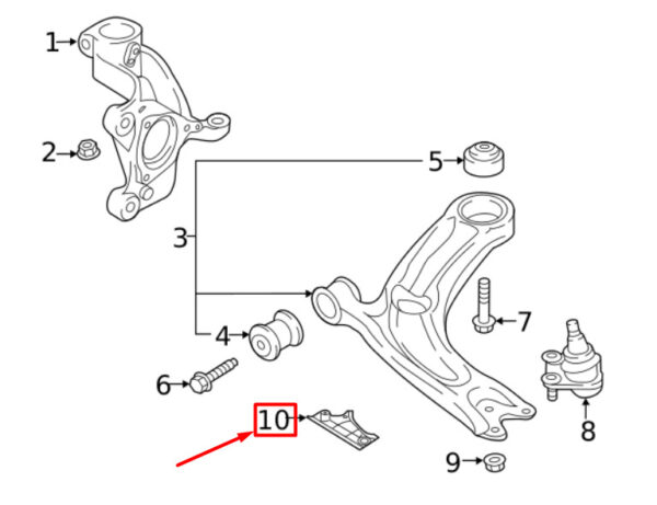 3Q0407117B - New VW ARTEON 3H7 Front Left Suspension Control Arm Cover 3Q0407117B