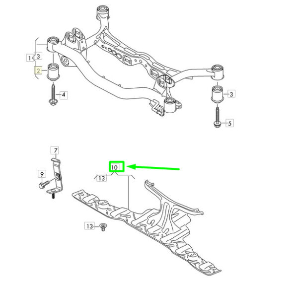 3Q0501713 - NEW VOLKSWAGEN PASSAT B8 3G REAR AXLE SUPPORT FRAME TRIM 3Q0501713