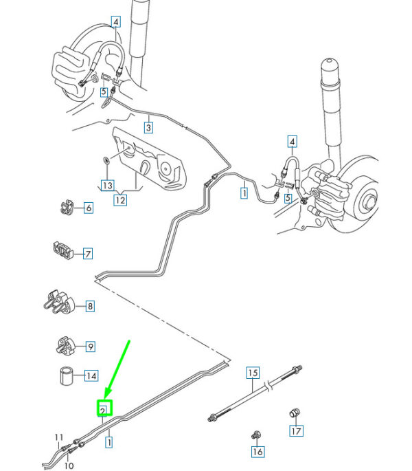 3Q0614742AF - NEW VOLKSWAGEN PASSAT B8 3G REAR RIGHT BRAKE LINE 3Q0614742AF