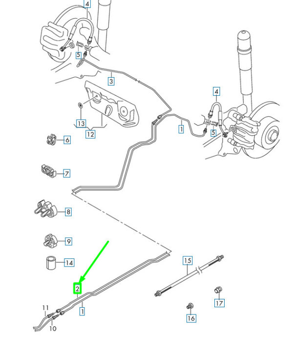 3Q0614742AJ - NEW VOLKSWAGEN PASSAT B8 3G REAR RIGHT BRAKE LINE 3Q0614742AJ