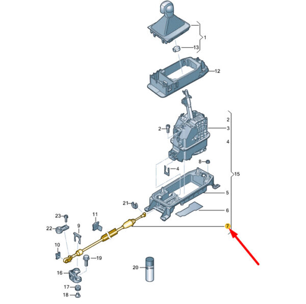 3Q0713266M - NEW VOLKSWAGEN PASSAT B8 GEAR SHIFT MECHANISM CABLE 3Q0713266M