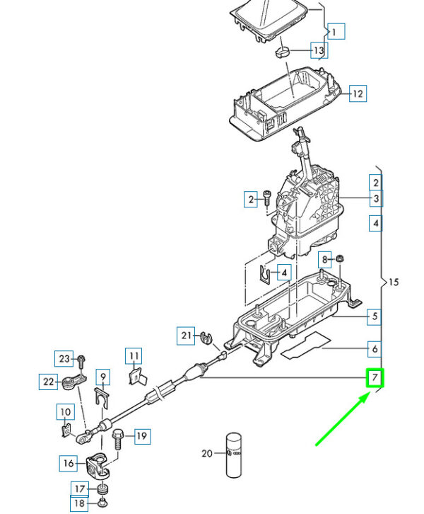 3Q0713266P - NEW VOLKSWAGEN PASSAT B8 3G GEAR SHIFTING MECHANISM CABLE 3Q0713266P