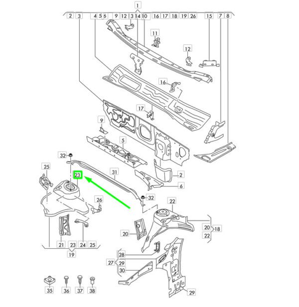 3Q0809121C - NEW VOLKSWAGEN PASSAT B8 3G FRONT LEFT SUSPENSION STRUT DOME 3Q0809121C