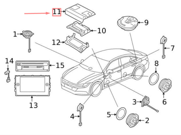 3Q0863051 - NEW VOLKSWAGEN PASSAT B8 3G SOUND AMPLIFIER COVER 3Q0863051 ORIGINAL