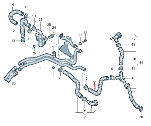 3QF815369C - NEW VOLKSWAGEN ATLAS CA1 COOLANT HOSE PIPE 3QF815369C