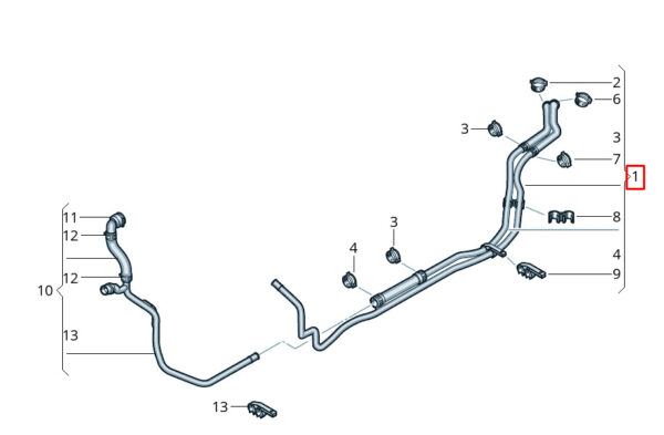 3QF819886B - New VOLKSWAGEN Atlas CA1 Coolant Hose Pipe 3QF819886B