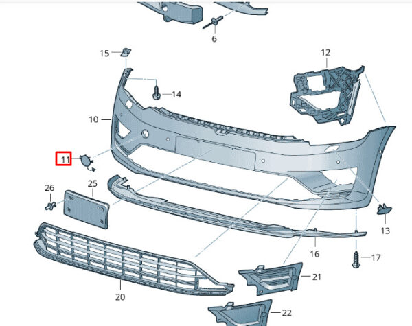510807241AGRU - NEW VW GOLF SPORTSVAN AM1 FRONT BUMPER TOW EYE COVER 510807241AGRU