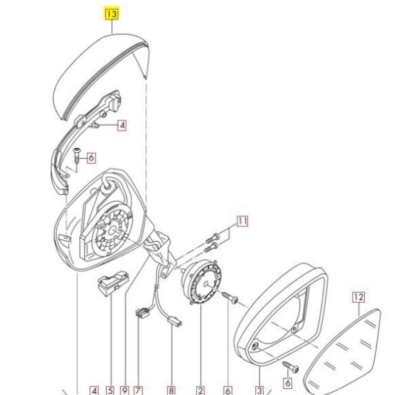 510857538AGRU - New Genuine VW GOLF SPORTSVAN TOURAN O/S Right Mirror Cap 510857538AGRU OEM