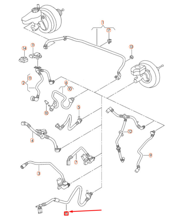 561612041C - NEW VW JETTA A6 VACUUM PIPE WITH CHECK VALVE 561612041C ORIGINAL