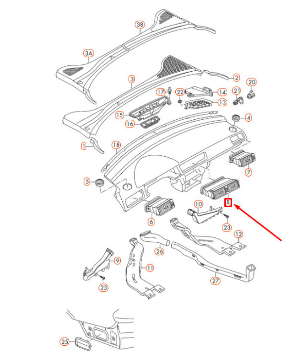 561819728DMAI - OEM VOLKSWAGEN PASSAT B8 INSTRUMENT PANEL CENTER AIR VENT 561819728DMAI GENUINE