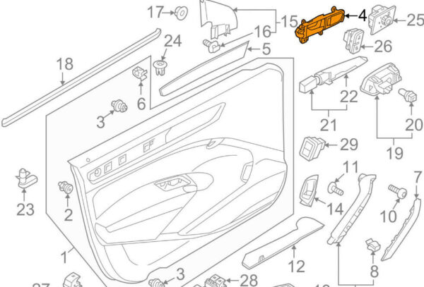 561837020 - OEM VW PASSAT 3G5 INTERIOR INSIDE RIGHT DOOR HANDLE 561837020 AUBN GENUINE