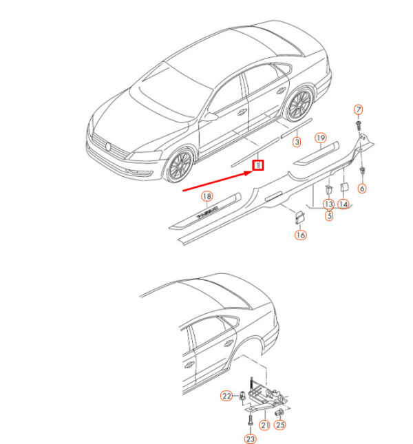 561853516A - OEM VOLKSWAGEN PASSAT B8 FRONT RIGHT DOOR PROTECTIVE TRIM 561853516A2ZZ GENUINE