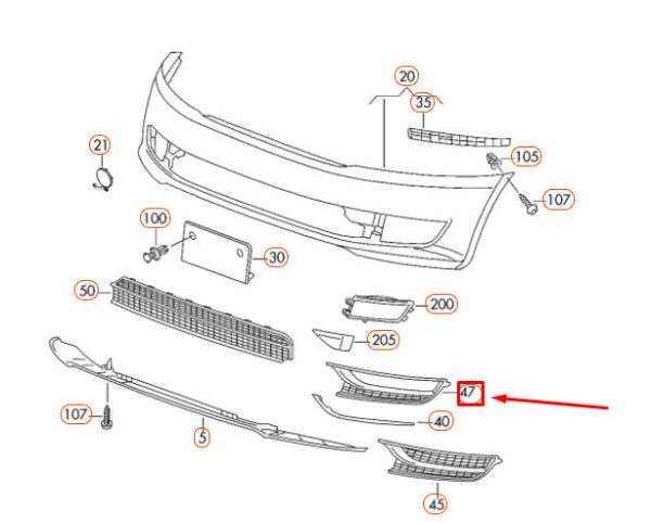 561853666A9B9 - NEW VOLKSWAGEN PASSAT B8 FRONT BUMPER RIGHT FOG LAMP COVER 561853666A9B9