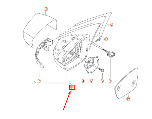 561857508S9B9 - NEW VOLKSWAGEN PASSAT B8 FRONT RIGHT DOOR MIRROR HOUSING 561857508S9B9 ORIGINAL