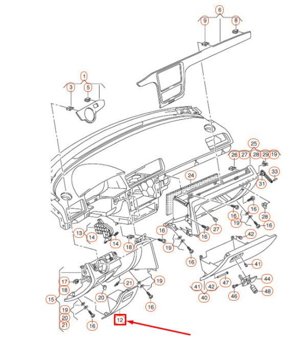 561857921A - OEM VW PASSAT B8 INSTRUMENT PANEL LEFT LOWER POCKET LHD 561857921A95T GENUINE