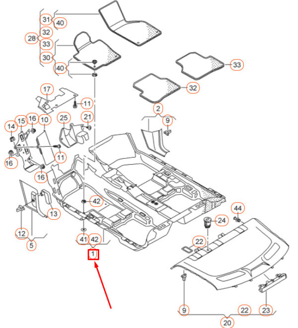 561863367RRD3 - NEW VOLKSWAGEN PASSAT B8 LOWER FLOOR COVERING 561863367RRD3 ORIGINAL