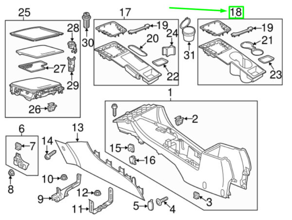 561864263QJIW - NEW VOLKSWAGEN PASSAT B8 3G CONSOLE TRIM PANEL 561864263QJIW ORIGINAL