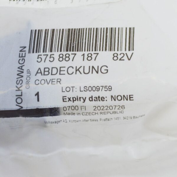 575887187 - Volkswagen T-ROC A11 Rear Seat Guide Sleeve Cover 57588718782V NEW GENUINE