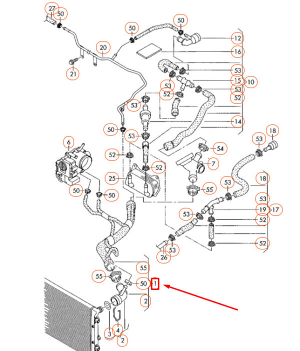5C0122101J - NEW VOLKSWAGEN BEETLE A5 FEED COOLANT HOSE 5C0122101J ORIGINAL