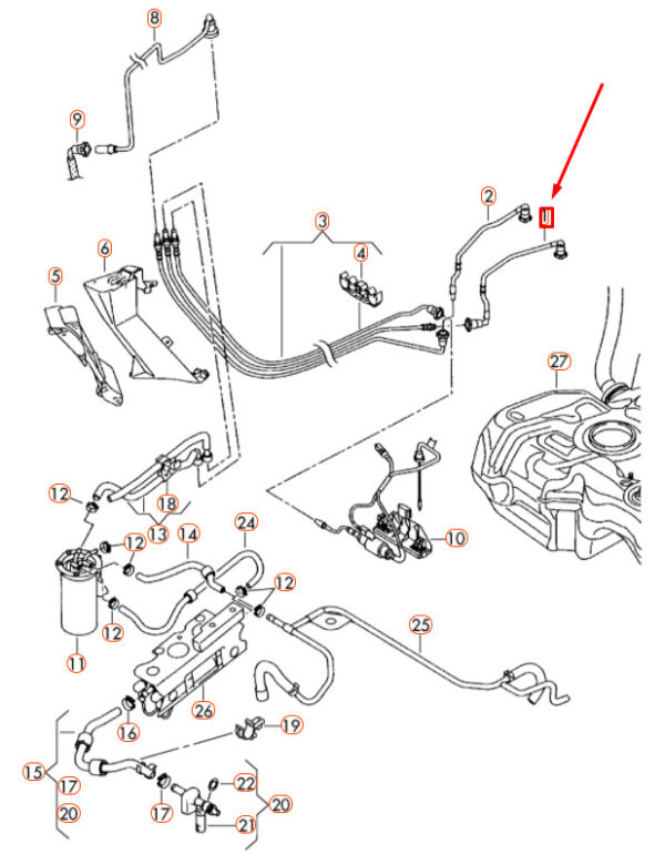 5C0201293B - NEW VOLKSWAGEN JETTA A6 MK6 FUEL SUPPLY LINE 5C0201293B ORIGINAL