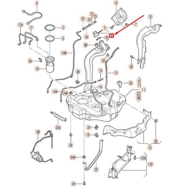 5C0201550E - Volkswagen JETTA A6 fuel lid with retaining belt 5C0201550E NEW REAL