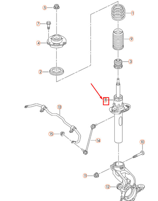 5C0413031AH - NEW JETTA A6 FRONT SHOCK ABSORBER 5C0413031AH ORIGINAL