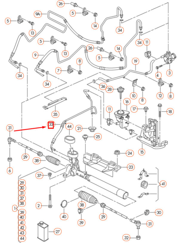 5C0422891L - NEW VOLKSWAGEN JETTA A6 MK6 FRONT POWER STEERING RETURN HOSE 5C0422891L ORIGINAL