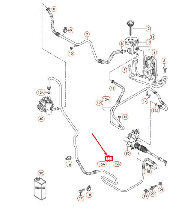 5C0422893BJ - NEW VOLKSWAGEN BEETLE A5 POWER STEERING PRESSURE HOSE 5C0422893BJ ORIGINAL
