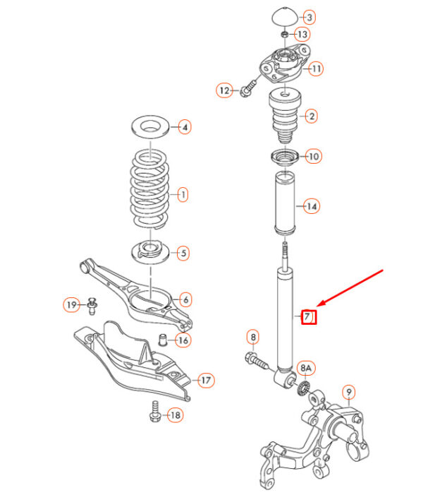 5C0513029AB - NEW VOLKSWAGEN BEETLE A5 REAR SHOCK ABSORBER 5C0513029AB ORIGINAL